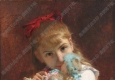 考特油画 抱布娃娃的女孩 高清大图下载