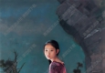 吴静涵油画4 坐枯树上的女孩 高清图片下载