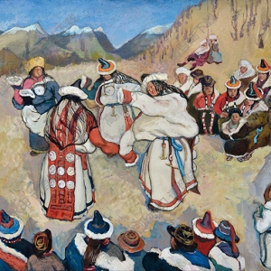 孙宗慰人物油画《蒙藏人民歌舞图》价格与高清大图下载