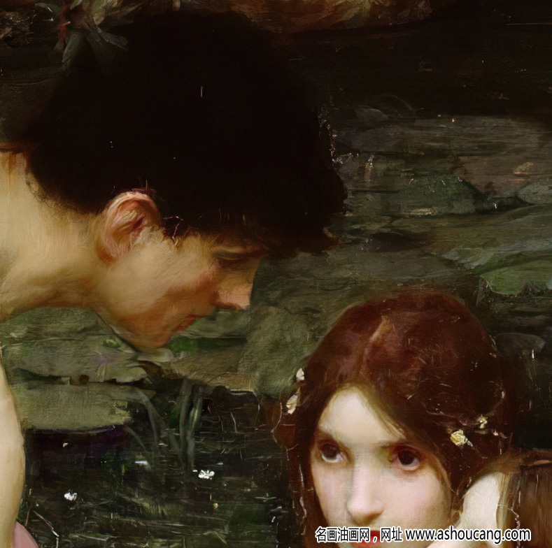 沃特豪斯 名画《许拉斯和水泽仙女》高清大图下载