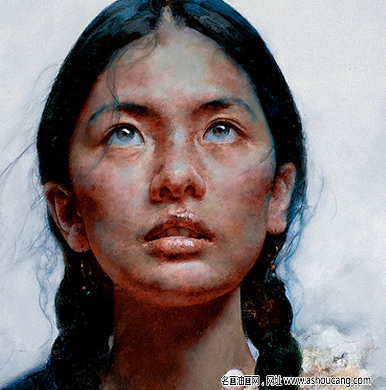 艾轩西藏人物油画作品《圣山》高清下载